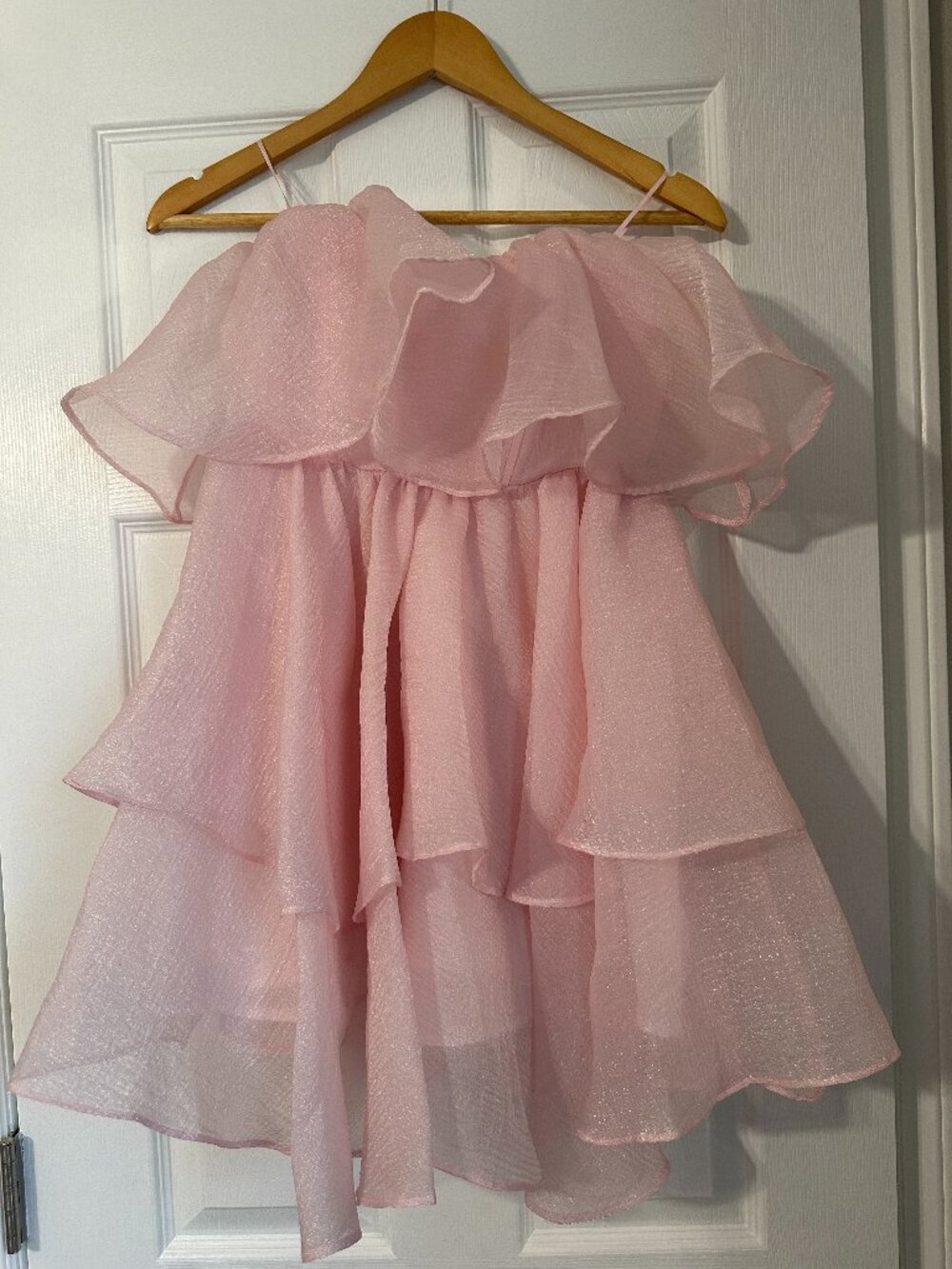 KLESIS Pink Tiered Strapless Mini Dress